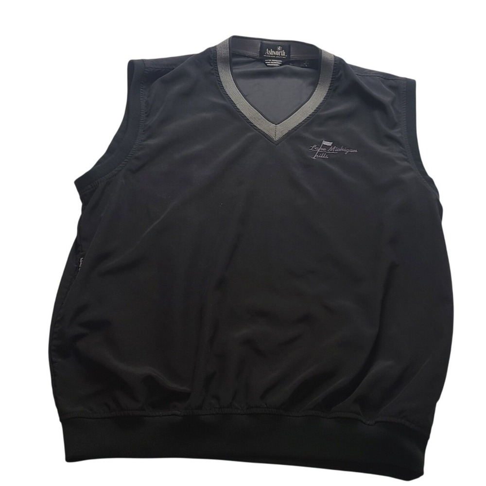 Ashworth Weather‎ Systems Golf Vest Men's L Black Lake Michigan Hills Windshirt